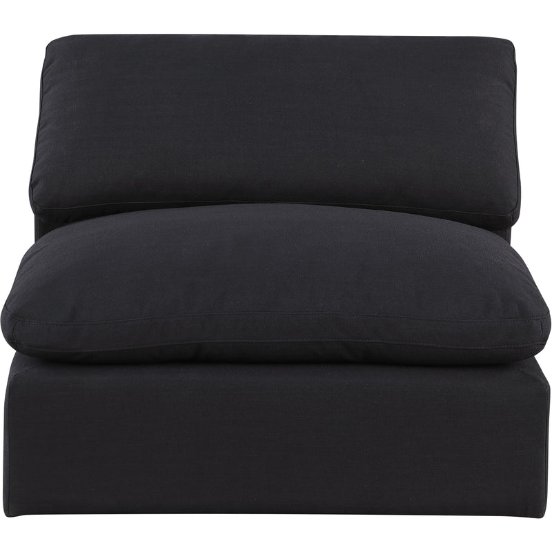 Meridian Comfy Black Linen Textured Fabric Modular Armless Chair IMAGE 4