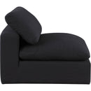 Meridian Comfy Black Linen Textured Fabric Modular Armless Chair IMAGE 5