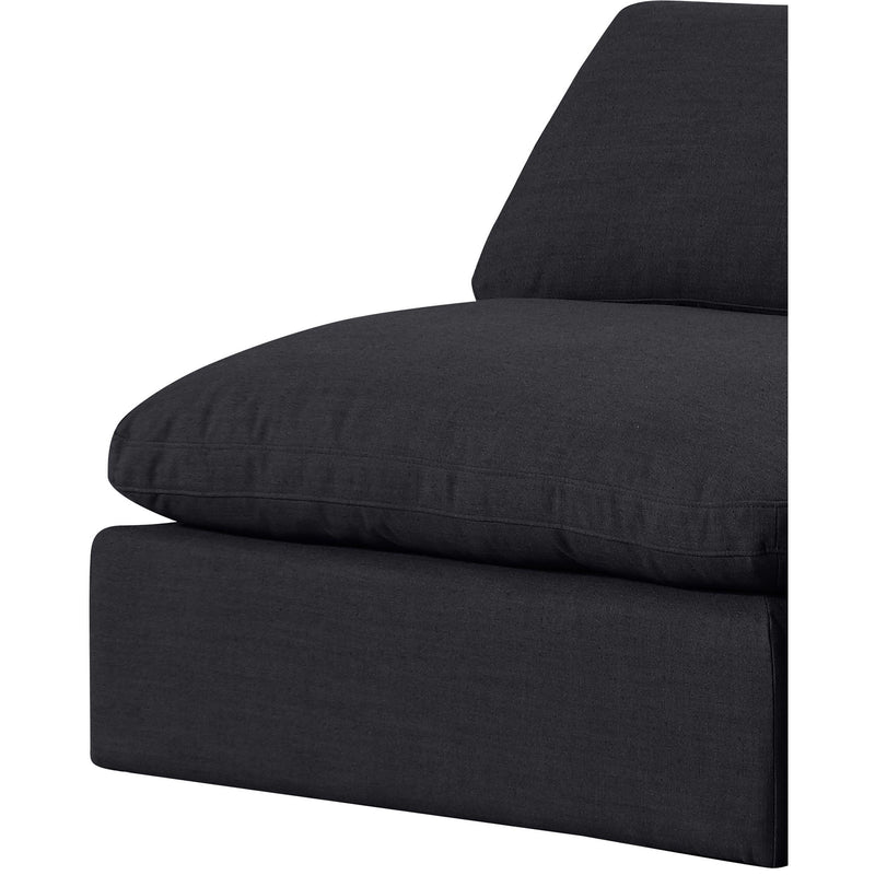 Meridian Comfy Black Linen Textured Fabric Modular Armless Chair IMAGE 7