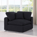 Meridian Comfy Black Linen Textured Fabric Modular Corner Chair IMAGE 2