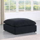 Meridian Comfy Black Linen Textured Fabric Modular Ottoman IMAGE 2