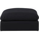 Meridian Comfy Black Linen Textured Fabric Modular Ottoman IMAGE 3