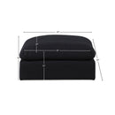 Meridian Comfy Black Linen Textured Fabric Modular Ottoman IMAGE 5