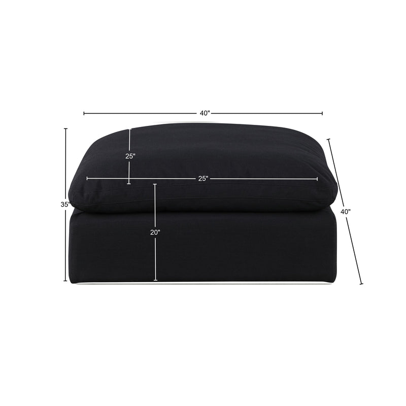 Meridian Comfy Black Linen Textured Fabric Modular Ottoman IMAGE 5