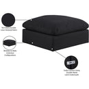Meridian Comfy Black Linen Textured Fabric Modular Ottoman IMAGE 6