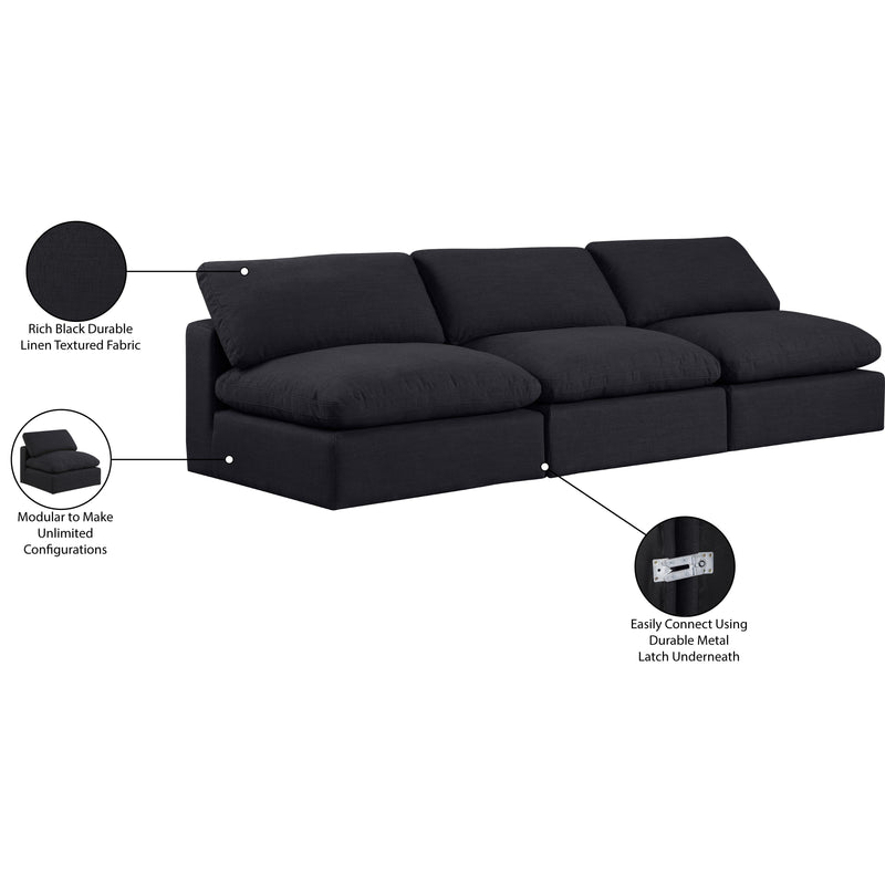 Meridian Comfy Black Linen Textured Fabric Modular Sofa IMAGE 10