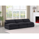 Meridian Comfy Black Linen Textured Fabric Modular Sofa IMAGE 2