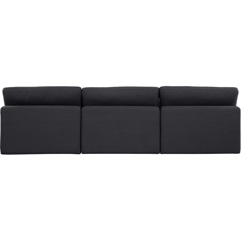 Meridian Comfy Black Linen Textured Fabric Modular Sofa IMAGE 3