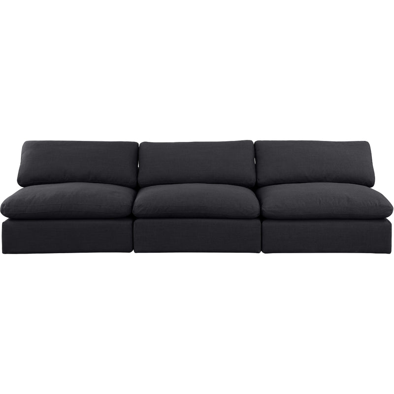 Meridian Comfy Black Linen Textured Fabric Modular Sofa IMAGE 4