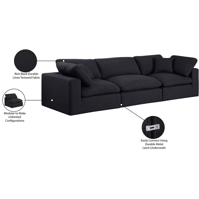 Meridian Comfy Black Linen Textured Fabric Modular Sofa IMAGE 10
