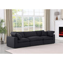 Meridian Comfy Black Linen Textured Fabric Modular Sofa IMAGE 2
