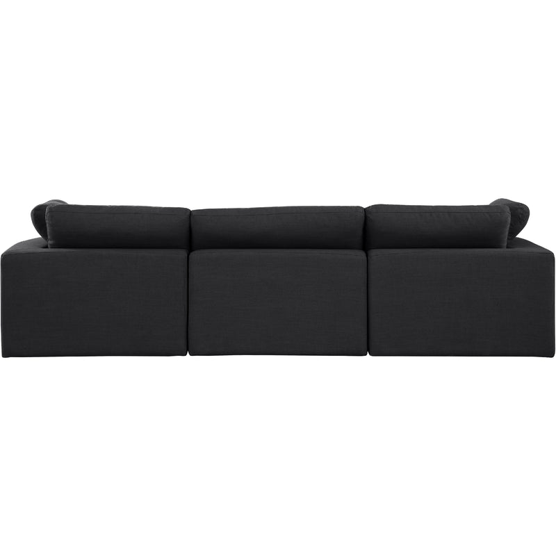 Meridian Comfy Black Linen Textured Fabric Modular Sofa IMAGE 3