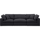 Meridian Comfy Black Linen Textured Fabric Modular Sofa IMAGE 4