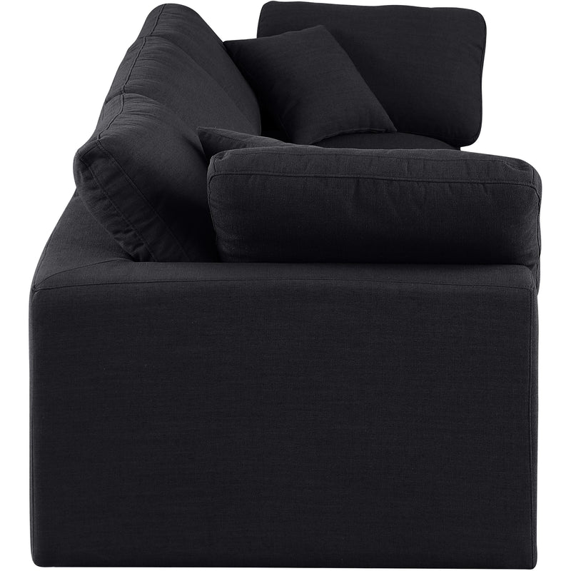 Meridian Comfy Black Linen Textured Fabric Modular Sofa IMAGE 5