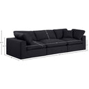 Meridian Comfy Black Linen Textured Fabric Modular Sofa IMAGE 9