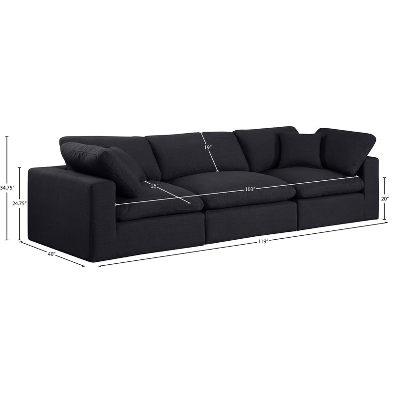 Meridian Comfy Black Linen Textured Fabric Modular Sofa IMAGE 9