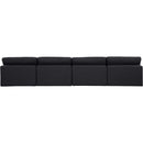 Meridian Comfy Black Linen Textured Fabric Modular Sofa IMAGE 3