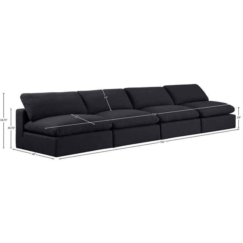 Meridian Comfy Black Linen Textured Fabric Modular Sofa IMAGE 9