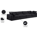 Meridian Comfy Black Linen Textured Fabric Modular Sofa IMAGE 10