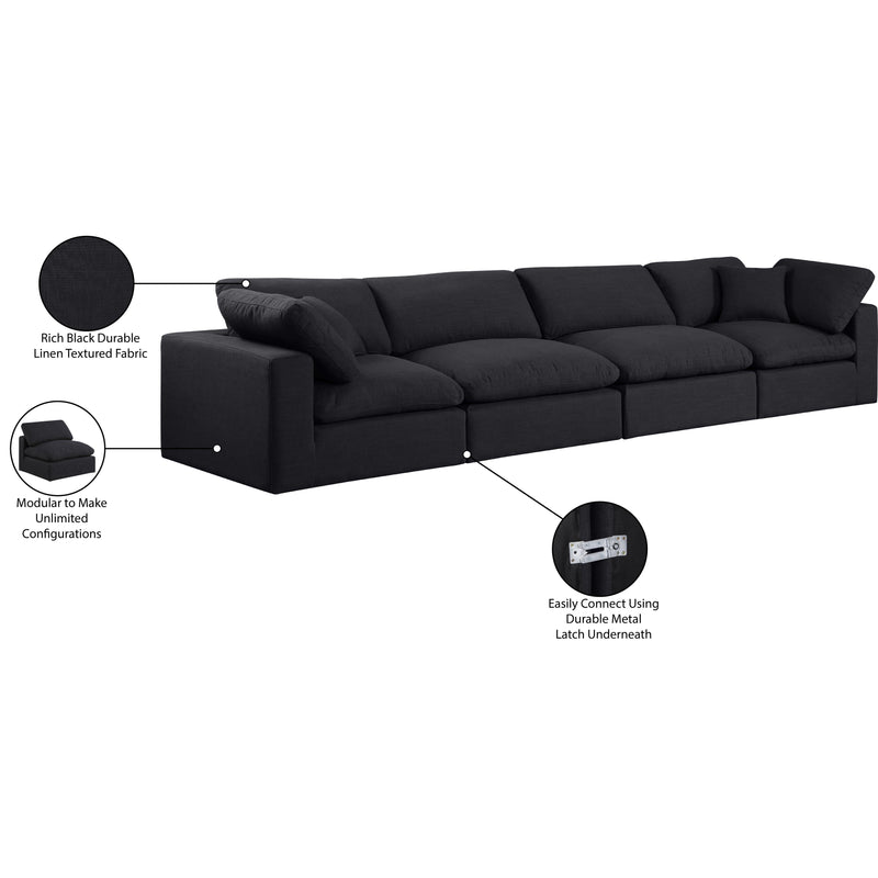 Meridian Comfy Black Linen Textured Fabric Modular Sofa IMAGE 10
