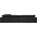 Meridian Comfy Black Linen Textured Fabric Modular Sofa IMAGE 3