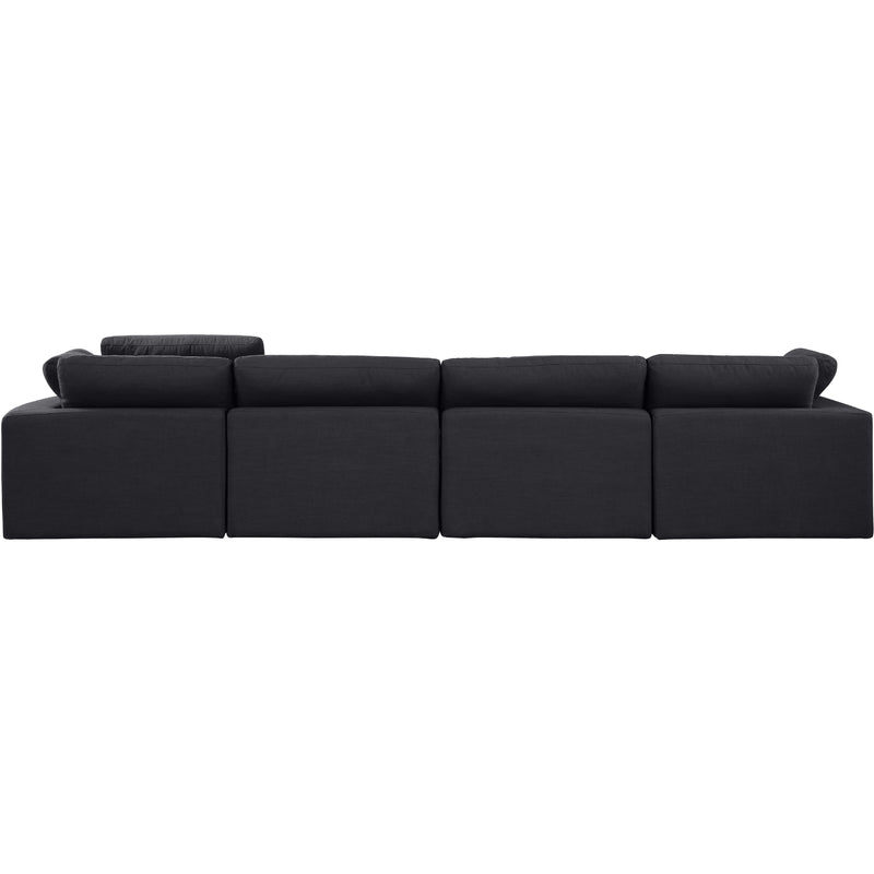 Meridian Comfy Black Linen Textured Fabric Modular Sofa IMAGE 3