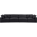 Meridian Comfy Black Linen Textured Fabric Modular Sofa IMAGE 4