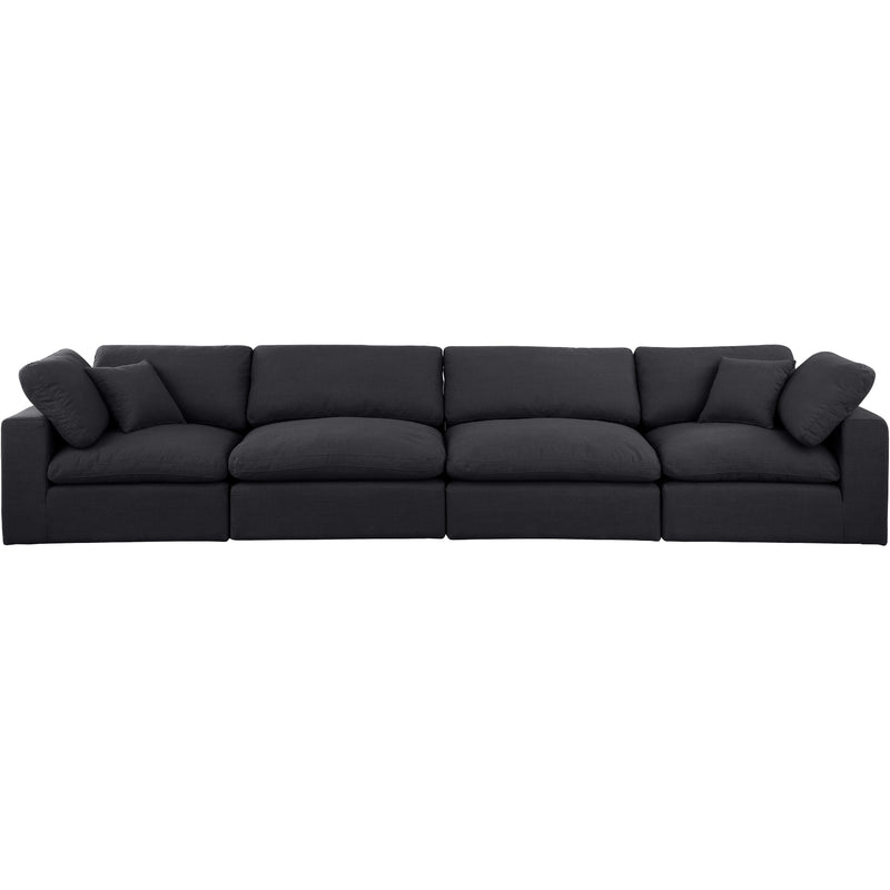 Meridian Comfy Black Linen Textured Fabric Modular Sofa IMAGE 4