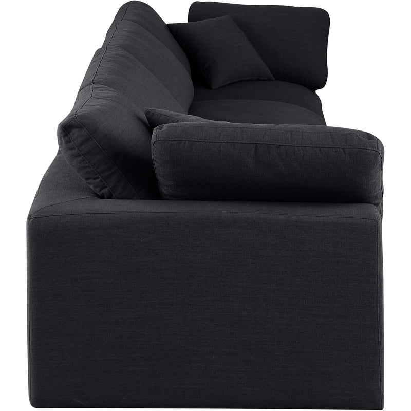 Meridian Comfy Black Linen Textured Fabric Modular Sofa IMAGE 5
