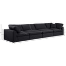 Meridian Comfy Black Linen Textured Fabric Modular Sofa IMAGE 9
