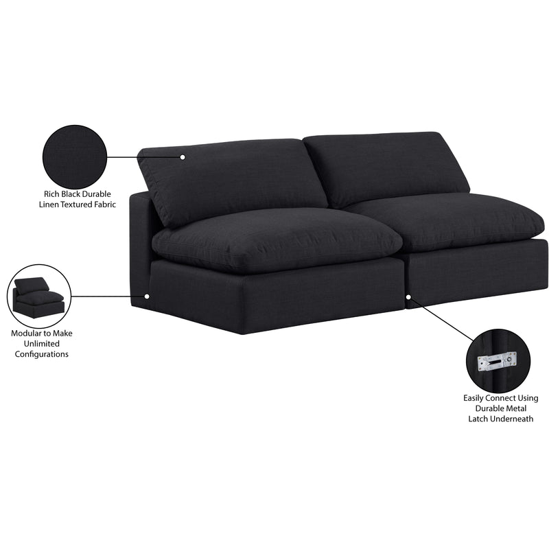 Meridian Comfy Black Linen Textured Fabric Modular Sofa IMAGE 10