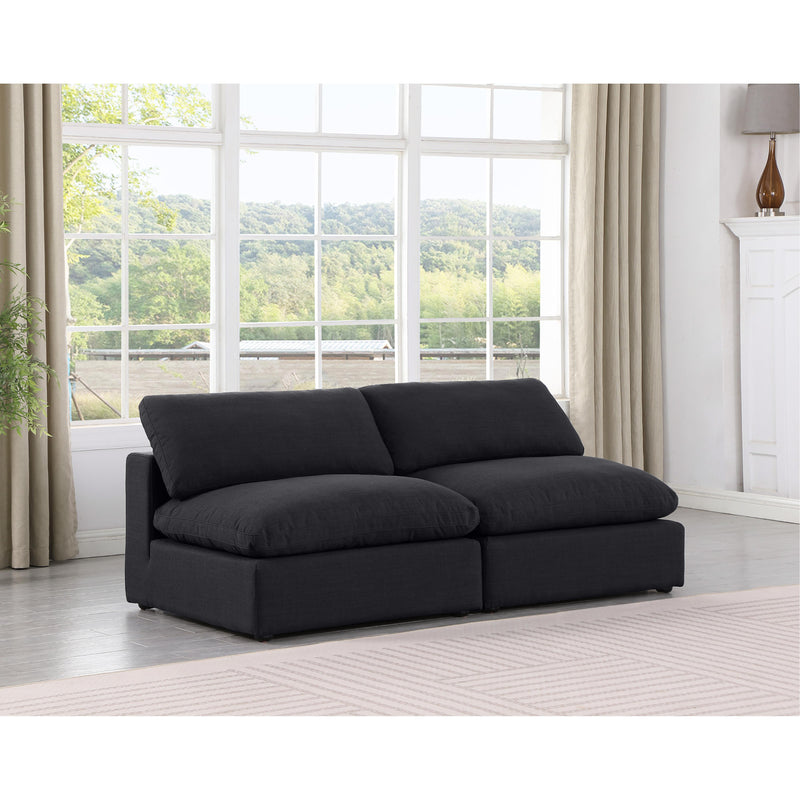 Meridian Comfy Black Linen Textured Fabric Modular Sofa IMAGE 2