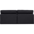 Meridian Comfy Black Linen Textured Fabric Modular Sofa IMAGE 3