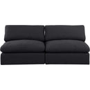 Meridian Comfy Black Linen Textured Fabric Modular Sofa IMAGE 4