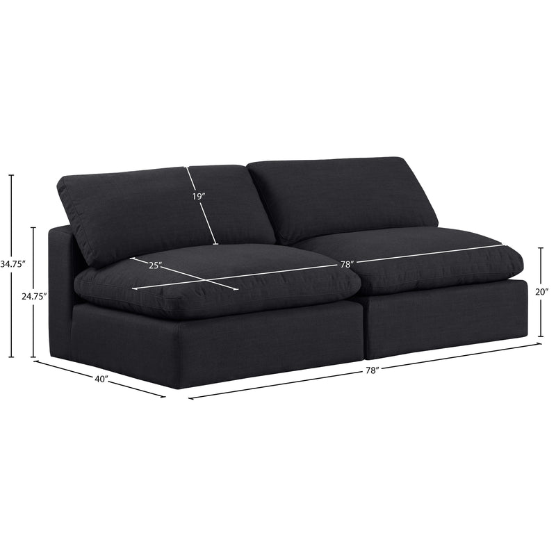 Meridian Comfy Black Linen Textured Fabric Modular Sofa IMAGE 9