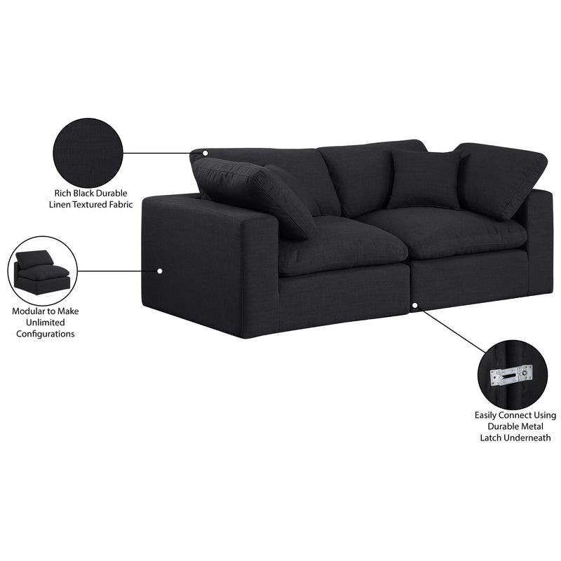 Meridian Comfy Black Linen Textured Fabric Modular Sofa IMAGE 10