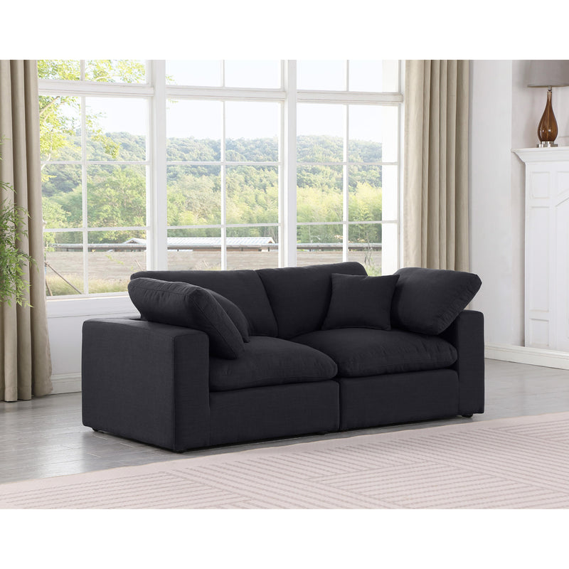 Meridian Comfy Black Linen Textured Fabric Modular Sofa IMAGE 2