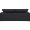 Meridian Comfy Black Linen Textured Fabric Modular Sofa IMAGE 3