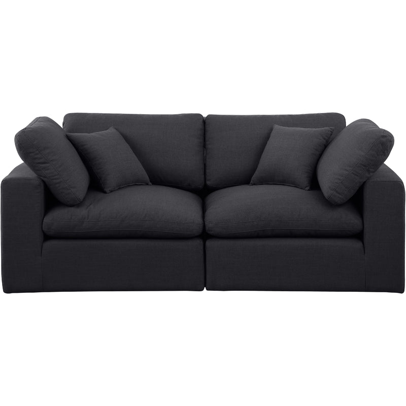Meridian Comfy Black Linen Textured Fabric Modular Sofa IMAGE 4