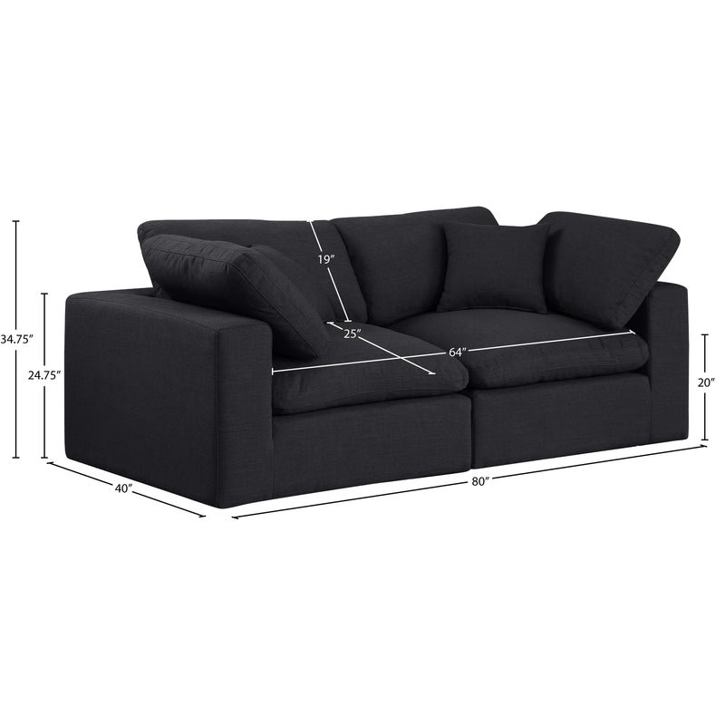 Meridian Comfy Black Linen Textured Fabric Modular Sofa IMAGE 9