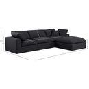 Meridian Comfy Black Linen Textured Fabric Modular Sectional IMAGE 15