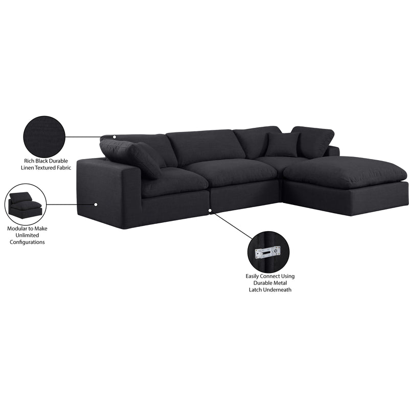 Meridian Comfy Black Linen Textured Fabric Modular Sectional IMAGE 16