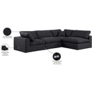 Meridian Comfy Black Linen Textured Fabric Modular Sectional IMAGE 16