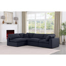 Meridian Comfy Black Linen Textured Fabric Modular Sectional IMAGE 3