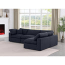 Meridian Comfy Black Linen Textured Fabric Modular Sectional IMAGE 4