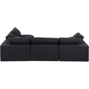 Meridian Comfy Black Linen Textured Fabric Modular Sectional IMAGE 5