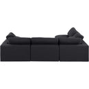 Meridian Comfy Black Linen Textured Fabric Modular Sectional IMAGE 6