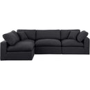Meridian Comfy Black Linen Textured Fabric Modular Sectional IMAGE 7