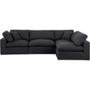 Meridian Comfy Black Linen Textured Fabric Modular Sectional IMAGE 8