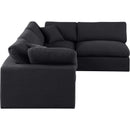 Meridian Comfy Black Linen Textured Fabric Modular Sectional IMAGE 9